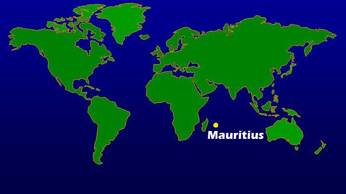world map showing mauritius